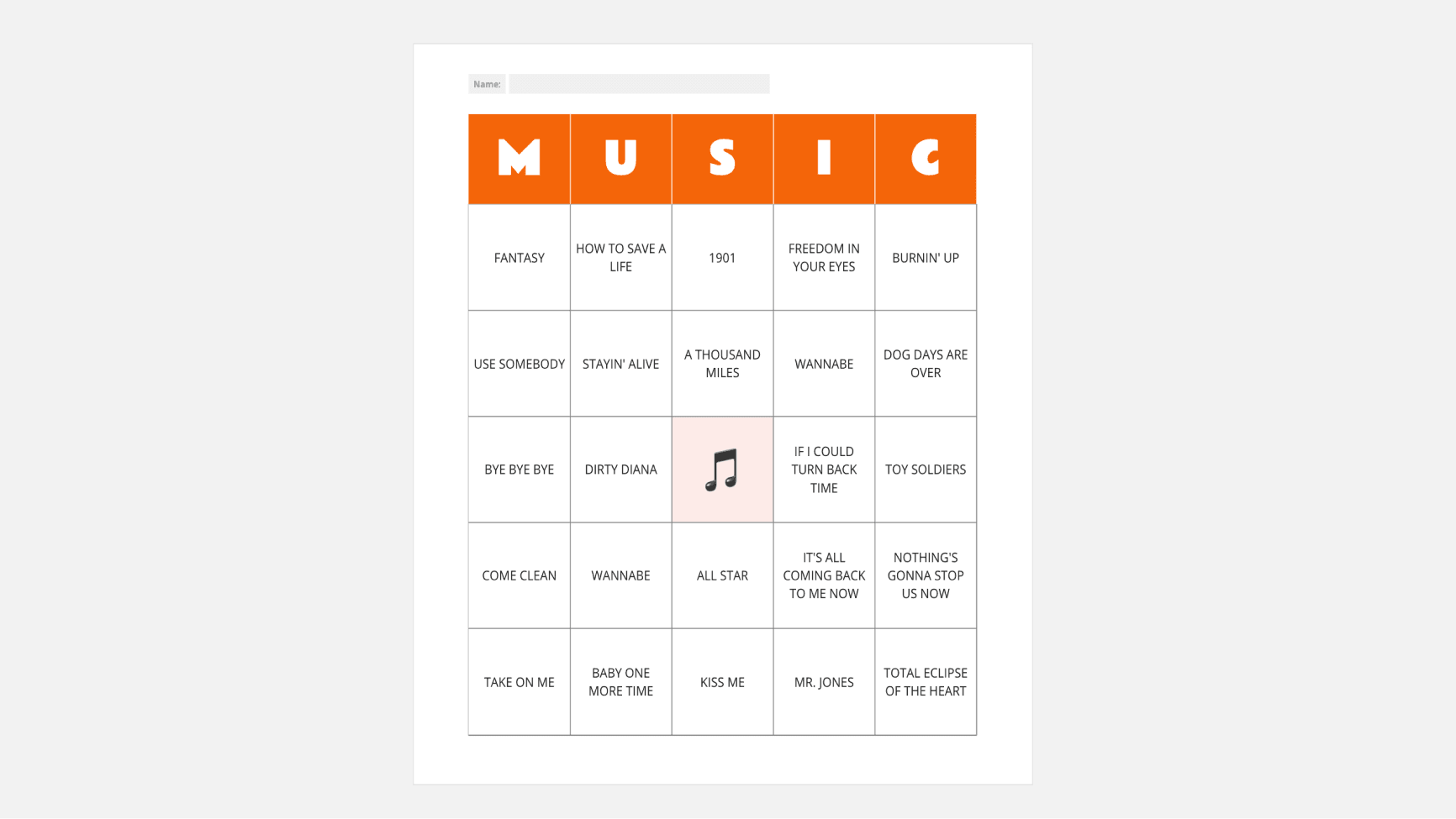 Bingo card template from Habanero's Miro board template.